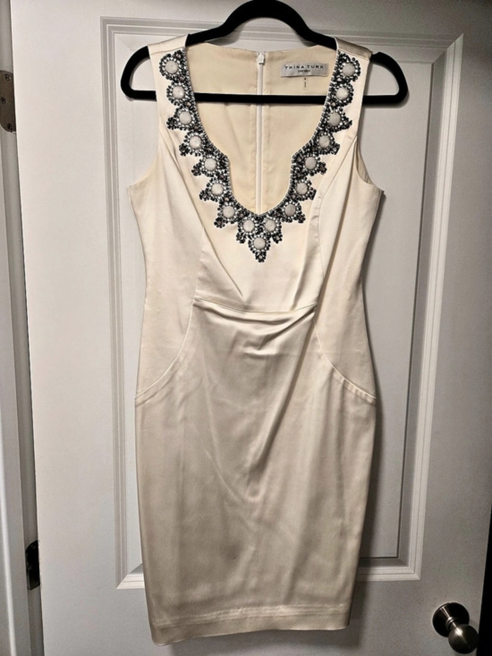 Trina Turk Embellished Dress in Cream Size 6 Like New